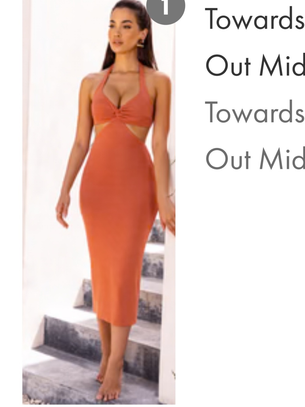 Oh Polly Terracotta Cutout Halter Midi Dress